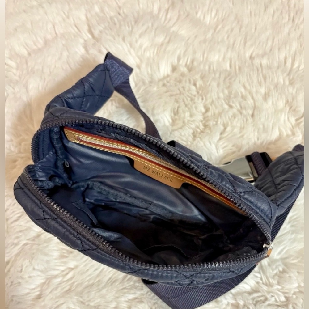 MZ Wallace Dawn Navy Quilted Nylon Metro Sling Belt Bag Fanny Pack - Picture 6 of 7
